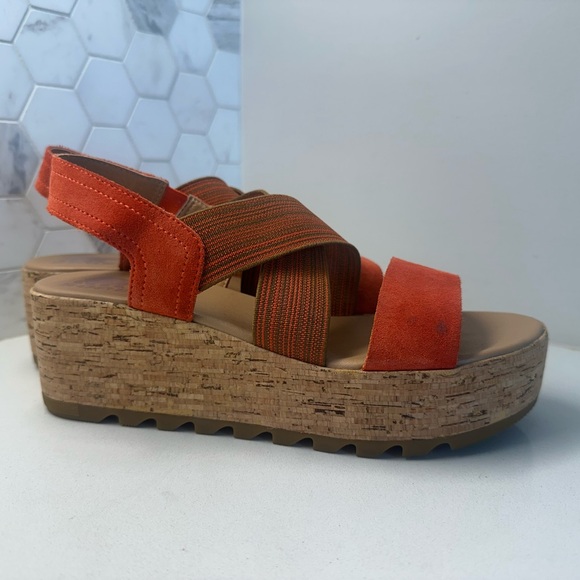 Sorel Shoes - SOREL CAMERON Signal Red Platform Slingback Strap Wedge Sandals Size 7.5 . B4
